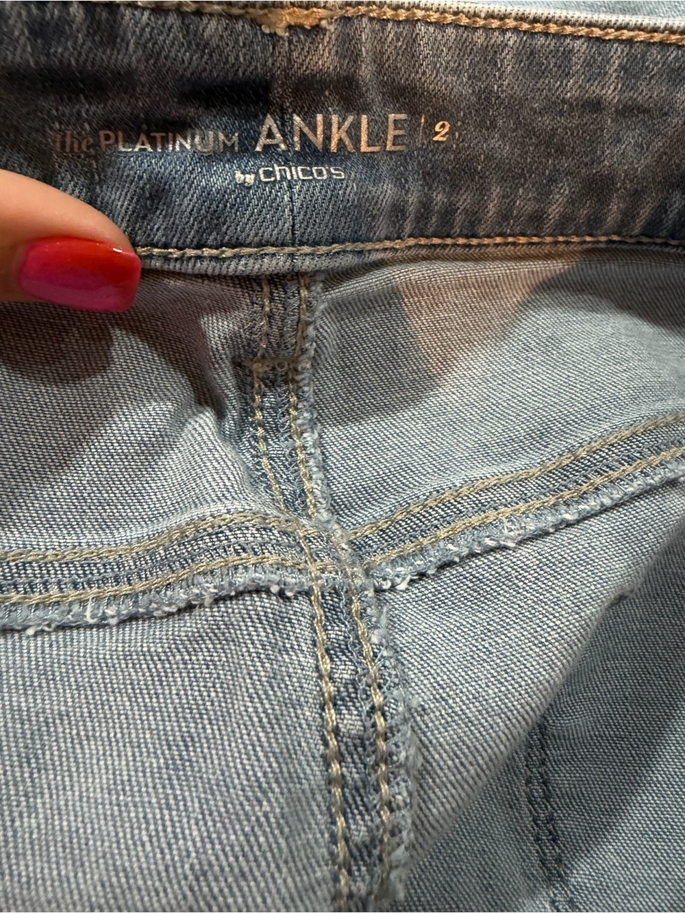 Light Blue Women's Distressed Lace Patch Jeans - Picture 5 of 7